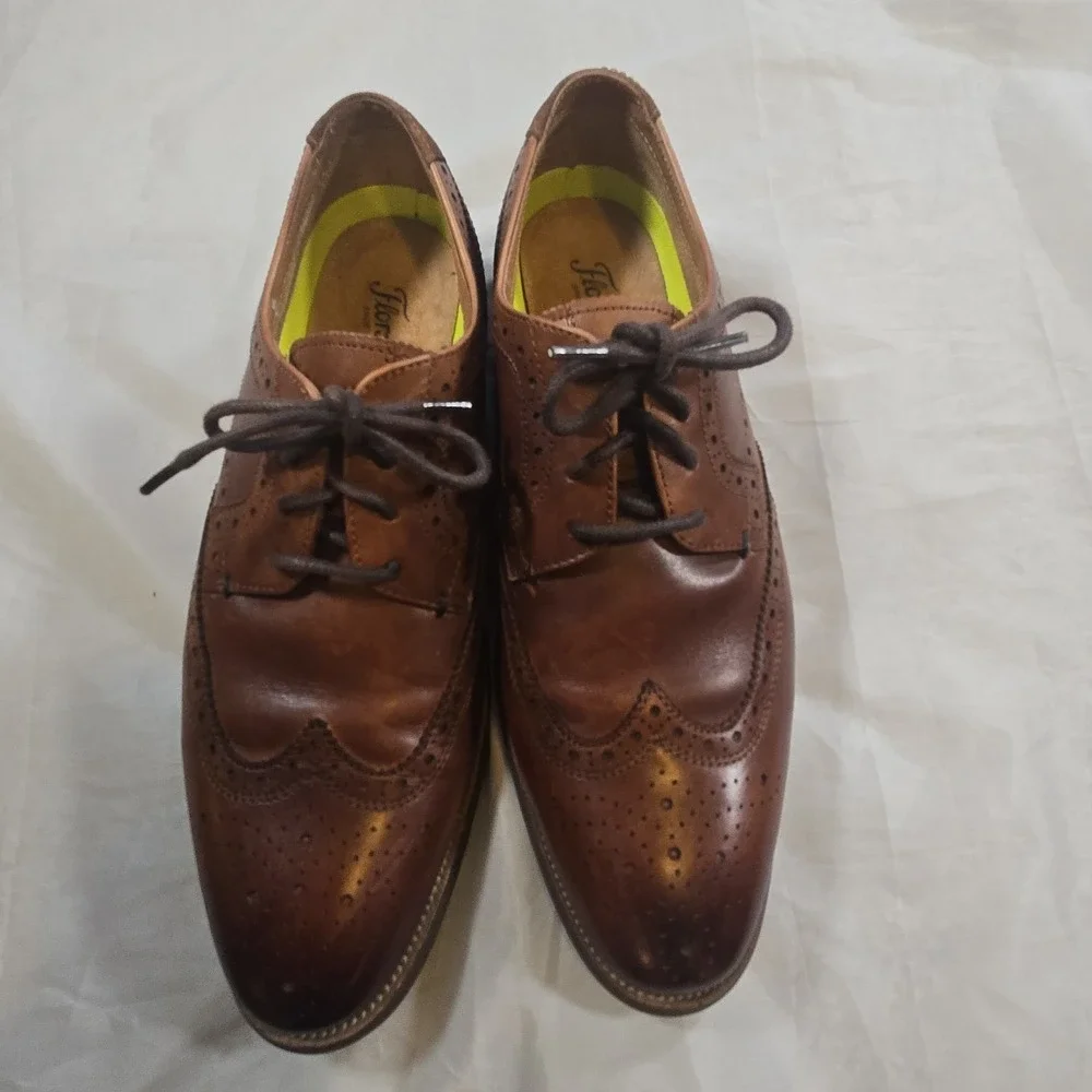 Florsheim Comfortech Ortholite Wingtip Oxford Brogue Brown Leather Men's 9.5M